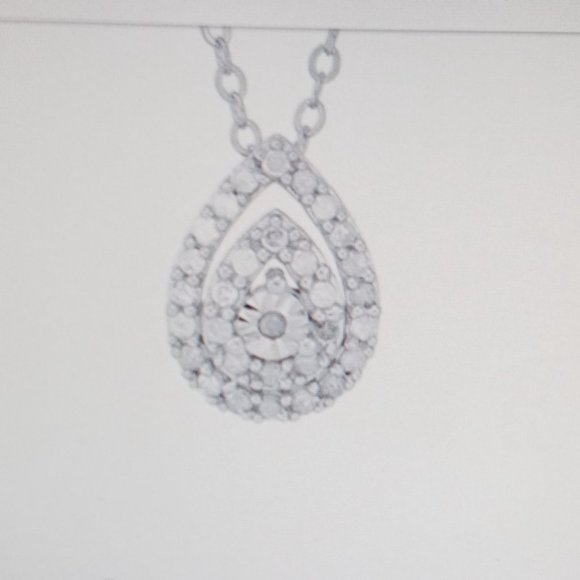 *PD* 1/4 ct. t.w. Pear Shape Diamond Pendant Necklace with 18"  in Sterling - Picture 2 of 5